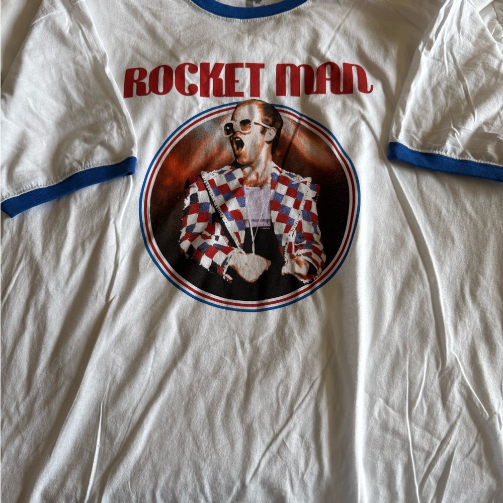 XL Rocket Man White Graphic T-Shirt